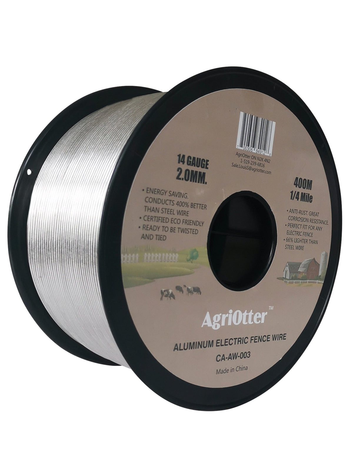 Aluminum Electric Fence Wire for Garden Fence, Electric Fence, 1/4 Mile(400M) 14 Gauge (2.0 mm.) (0.079inch) - AgriOtter